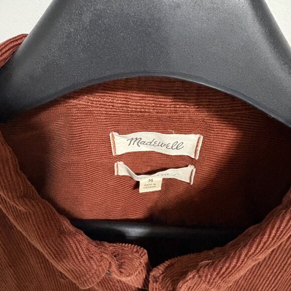 Madewell Perfect Fit Orange Corduroy Shirt Mens Medium Long Sleeve Button - Picture 5 of 6